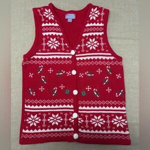 Laura Scott Red Christmas Knit Vest Size Medium